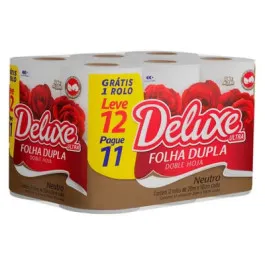 Papel Higiênico deluxe Ultra Folha Dupla Neutro 12 Unidades