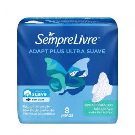 Absorvente Sempre Livre Adapt Plus Ultra Suave com Abas 8 Unidades