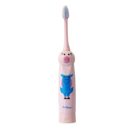 Escova Dental Eletrica Infantil Porquinho - Techline Rosa