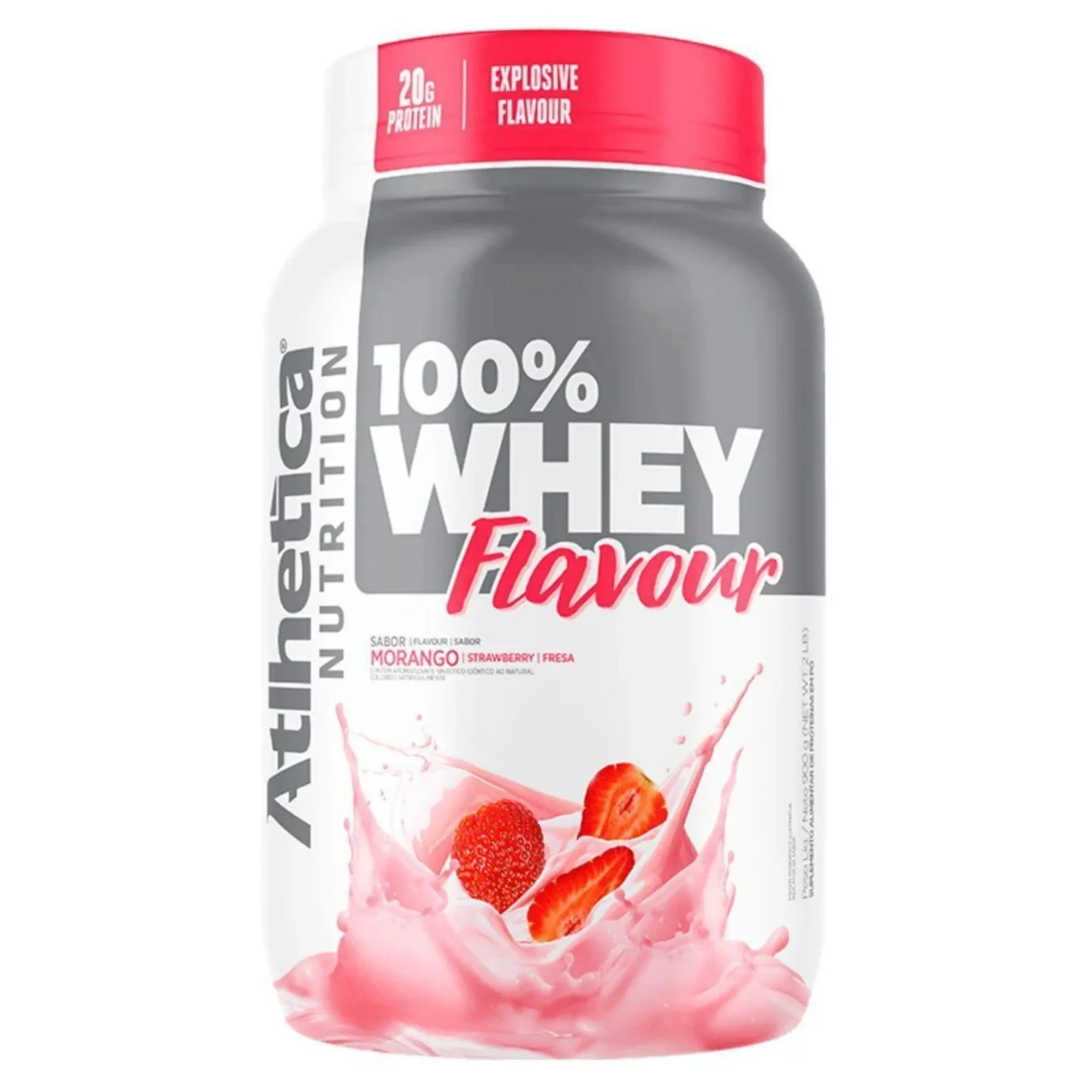 100% Whey Flavour 900g Morango Atlhetica Nutrition