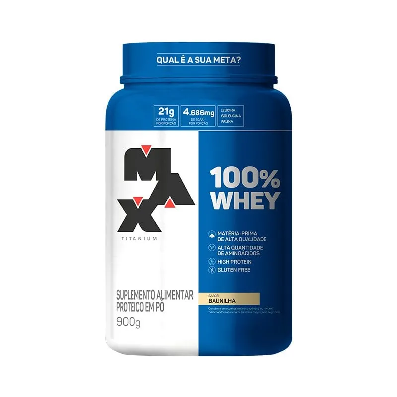 100% Whey Sabor Baunilha Max Titanium 900g
