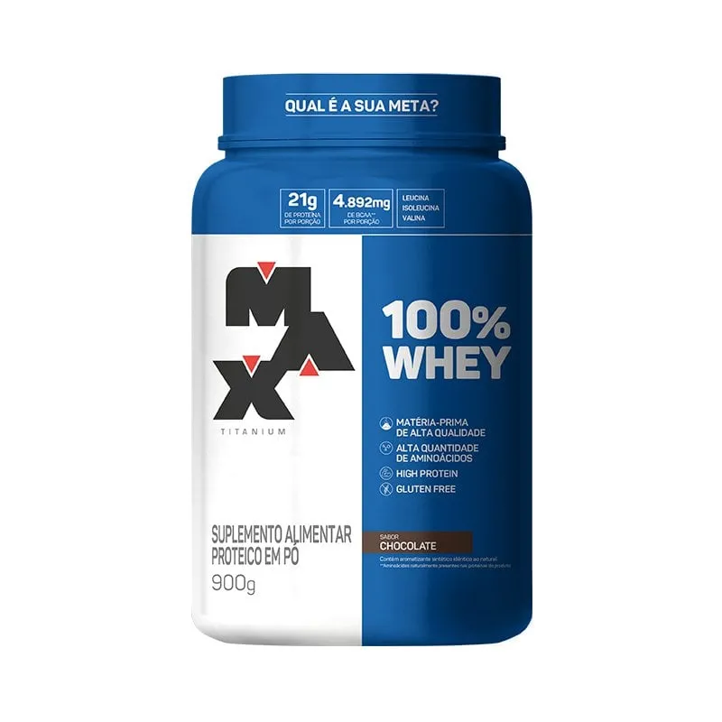 100% Whey Sabor Chocolate Max Titanium 900g