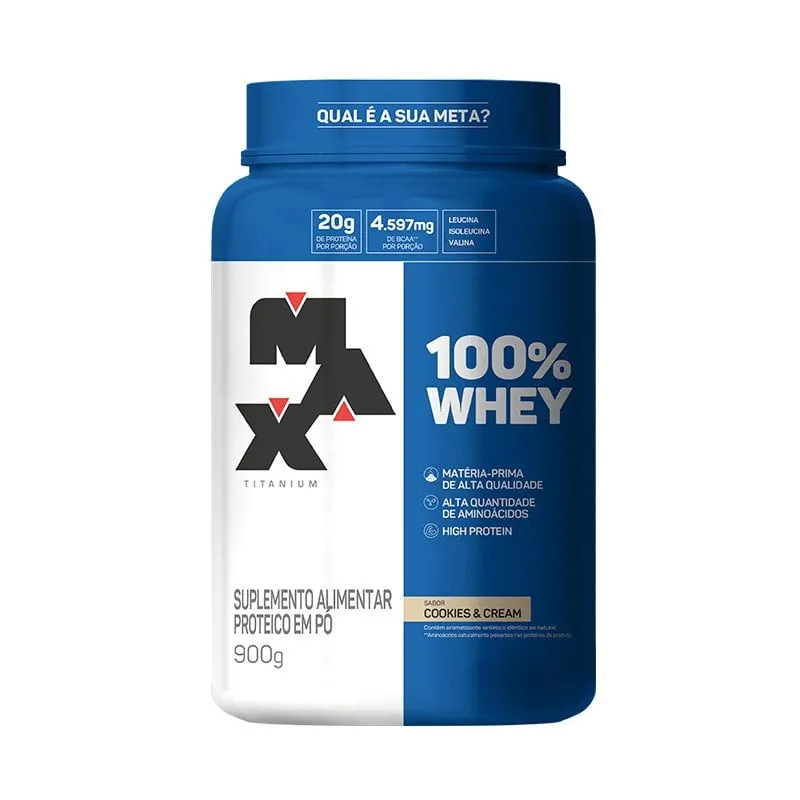 100% Whey Max Titanium Sabor Cookies e Cream 900g