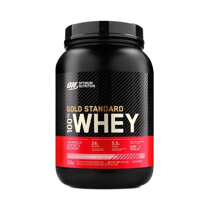 100% Whey Protein Gold Standard Optimum Nutrition Morango 909g