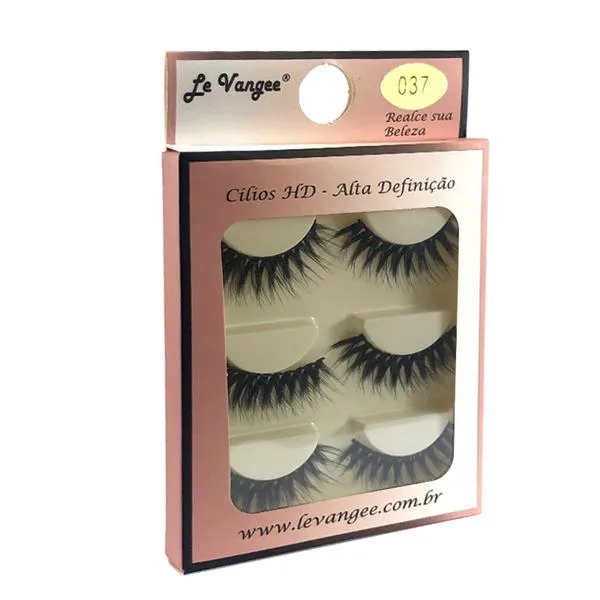 Caixa 03 Pares de Cílios Postiços HD Alta Definição 037 Le Vangee