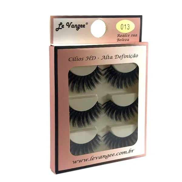 Caixa 03 Pares de Cílios Postiços HD Alta Definição 013 Le Vangee