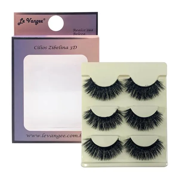 Caixa 03 Pares de Cílios Postiços Zibelina 3D A09 Le Vangee