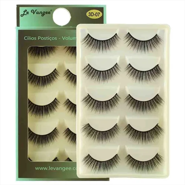 Caixa c/ 05 Pares de Cílios Postiços Volume Extremo 3D-07 Le Vangee
