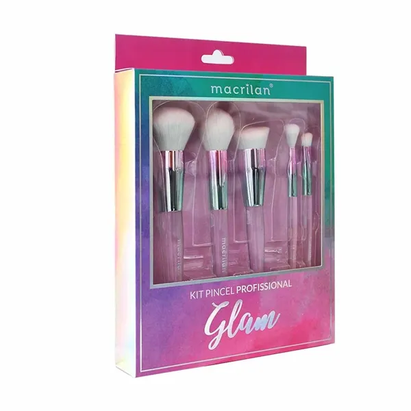 Kit com 5 Pincéis Profissionais Glam Macrilan