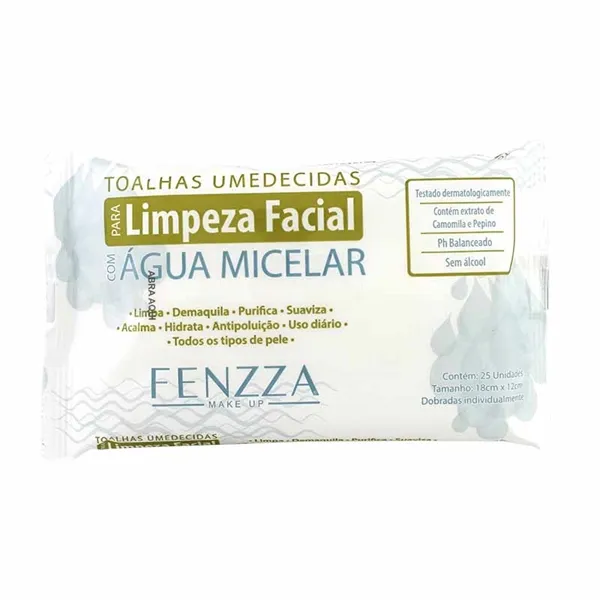 Toalhas Umedecidas para Limpeza Facial com Água Micelar Fenzza