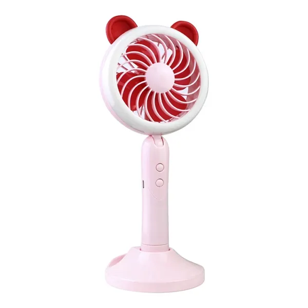 Mini Ventilador Portátil Rosa USB com Led