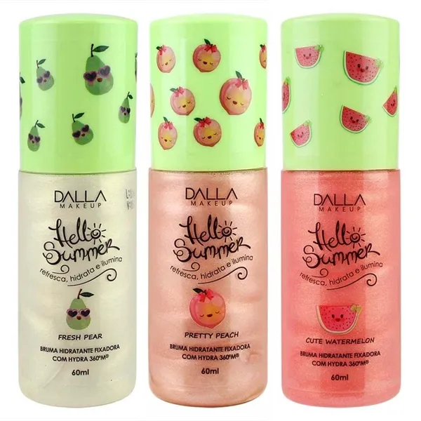 Kit com 03 Brumas Hidratantes Hello Summer Dalla Makeup