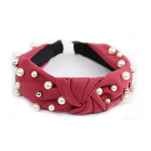 Tiara Turbante com Nó e Pérolas Rosê