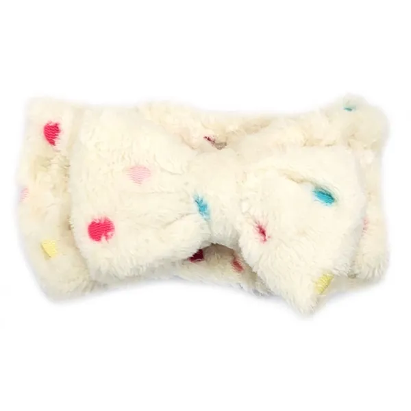 Faixa para Maquiagem com Laço Branca Poá