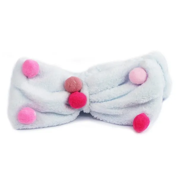 Faixa para Maquiagem Laço com Frufru Azul