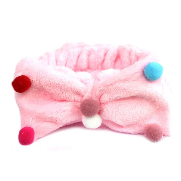 Faixa para Maquiagem Laço com Frufru Rosa