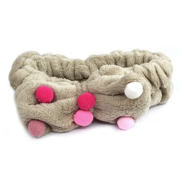 Faixa para Maquiagem Laço com Frufru Bege