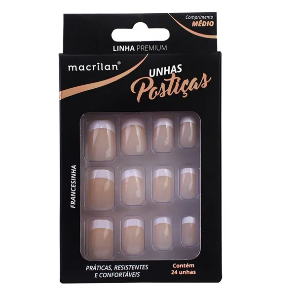 Unhas Postiças Francesinha Médio Macrilan
