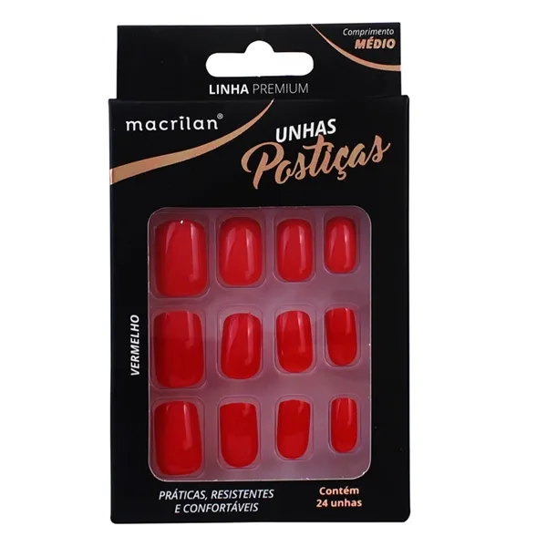 Unhas Postiças Vermelho Médio Macrilan