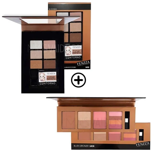 Kit Paletas Fenzza (Blush e Bronzer + Contorno Cancun)