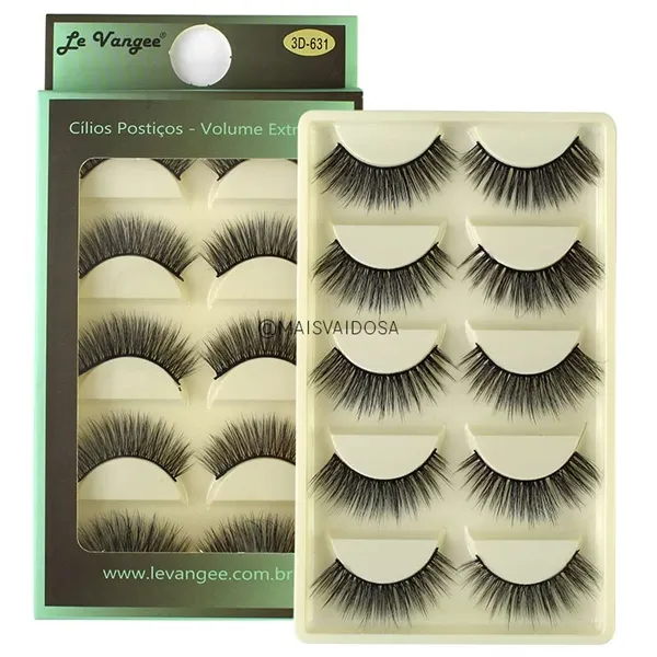 Caixa c/ 05 Pares de Cílios Postiços Volume Extremo 3D-631 Le Vangee