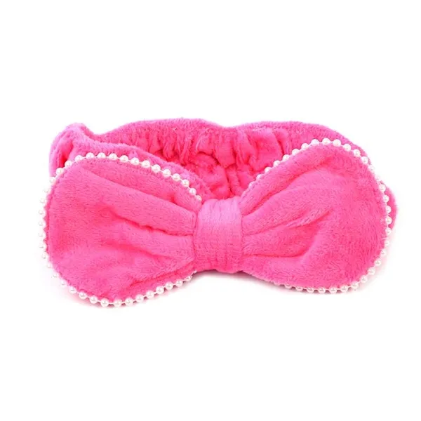 Faixa para Maquiagem Laço com Pérolas Pink