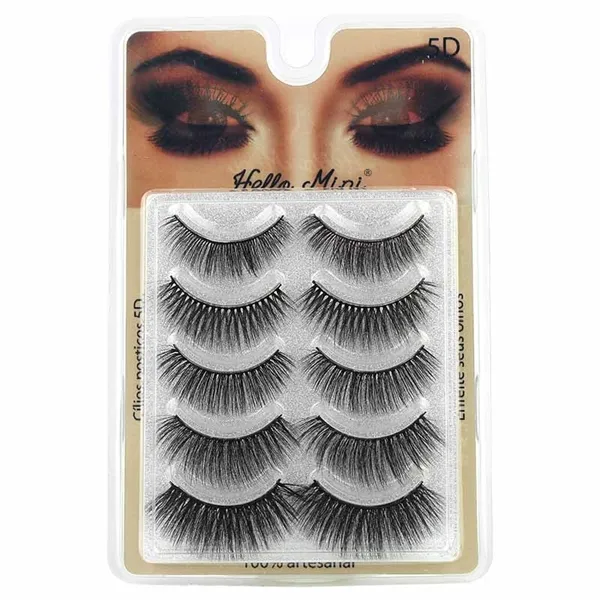 Caixa 05 Pares de Cílios Postiços 5D Hello Mini