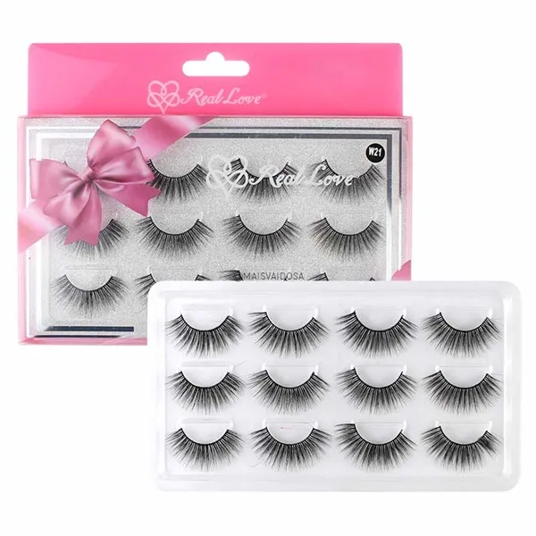 Caixa 06 Pares de Cílios Postiços 6D W21 Real Love