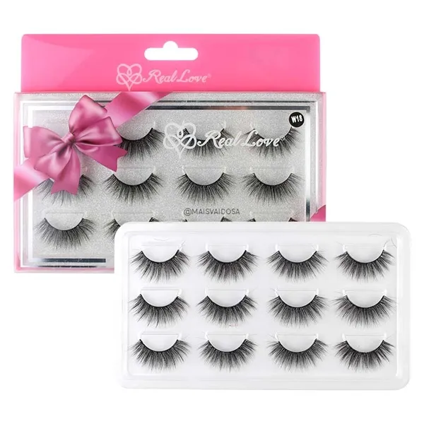 Caixa 06 Pares de Cílios Postiços 6D W18 Real Love