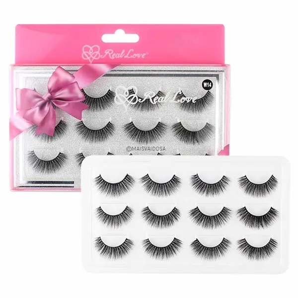 Caixa 06 Pares de Cílios Postiços 6D W14 Real Love