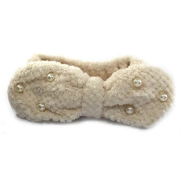 Faixa para Maquiagem Laço com Pérolas Bege