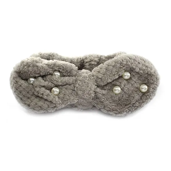 Faixa para Maquiagem Laço com Pérolas Cinza