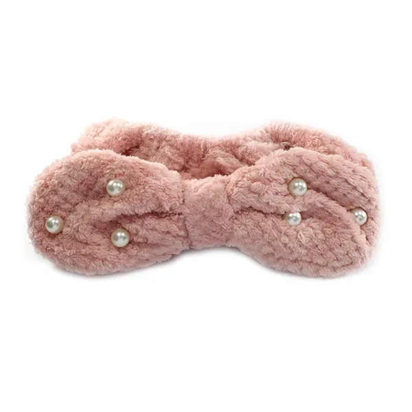 Faixa para Maquiagem Laço com Pérolas Rosê