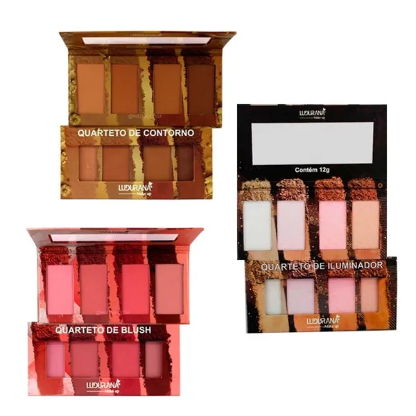 Kit Quarteto Contorno - Blush e Iluminador Ludurana