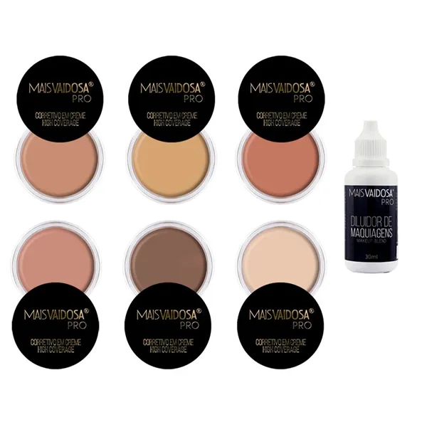 Kit Profissional 6 Corretivos Camuflagem + Diluidor Mais Vaidosa PRO