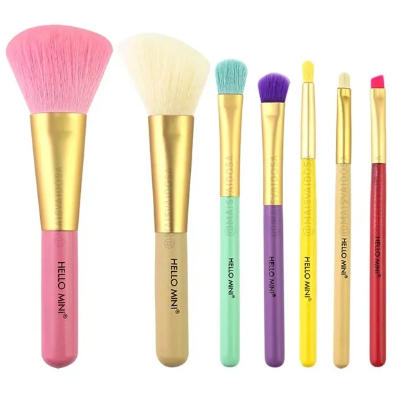 Kit com 7 Pincéis para Maquiagem Hello Mini
