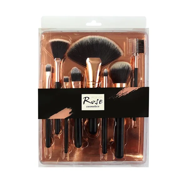 Kit com 08 Pincéis para Maquiagem Rose Cosmetics