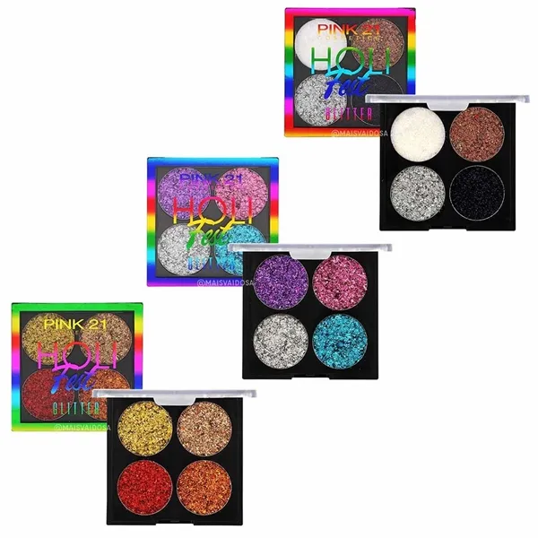 Kit c/ 3 Paletas Glitter Holi Fest Pink 21