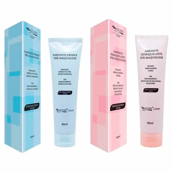 Kit com Sabonete Pré e Pós Maquiagem Max Love