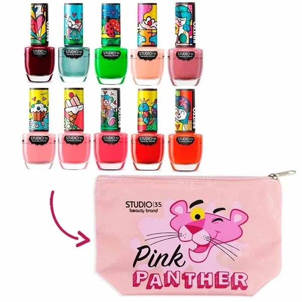 Kit c/10 Esmaltes Studio 35 Coleção Romero Britto + Nécessaire