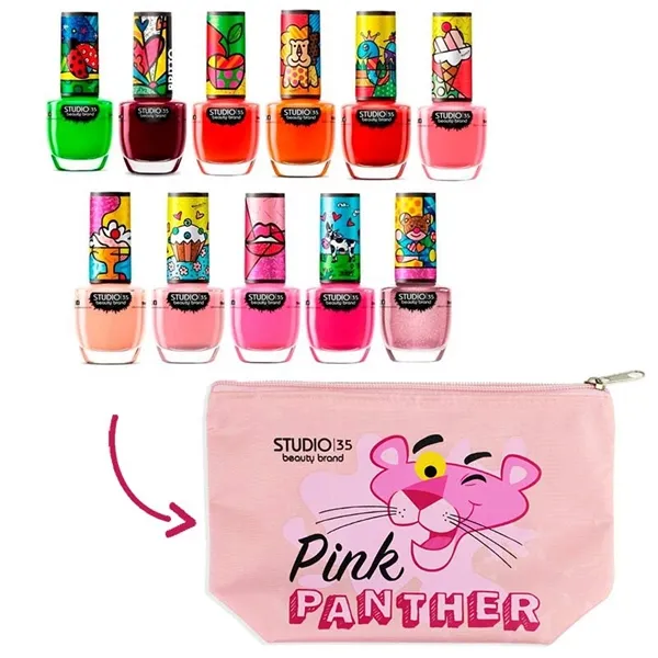Kit c/11 Esmaltes Studio 35 Coleção Romero Britto + Nécessaire