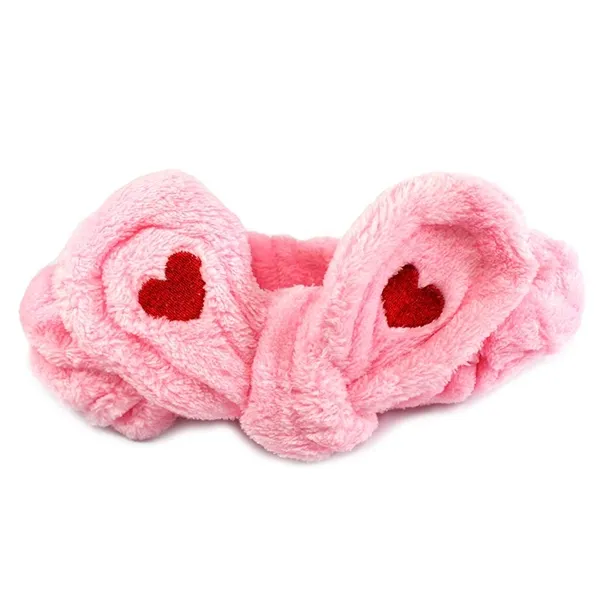 Faixa para Maquiagem com Corações Rosa Bebê