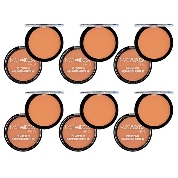 Kit com 6 unid Pó Compacto Vaidosa PRO Cor Cappuccino