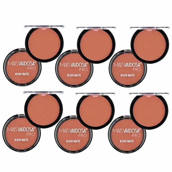 Kit com 6 unid Blush Matte Vegano Mais Vaidosa PRO Cor Hello