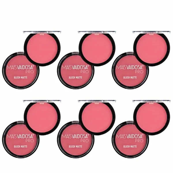 Kit com 6 unid Blush Matte Vegano Mais Vaidosa PRO Cor Rouge