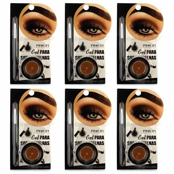 Kit com 6 unid Gel para Sobrancelhas Pink 21