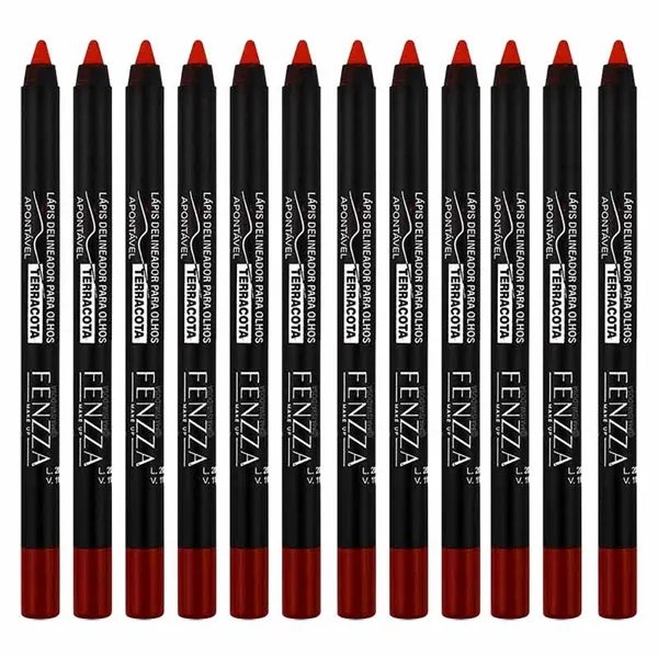 Kit com 12 unid Lápis Delineador para os Olhos Fenzza Terracota