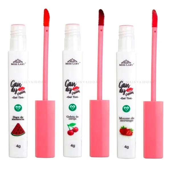 Kit com 3 Gel Tint Candy Cream Vegano Miss Lary