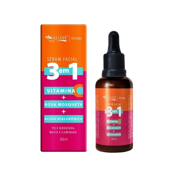 Sérum 3x1 Vit C + Rosa Mosqueta + Hialurônico Max Love