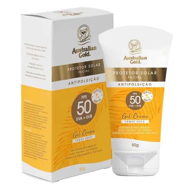 Protetor Solar Facial Australian Gold Antipoluição FPS50